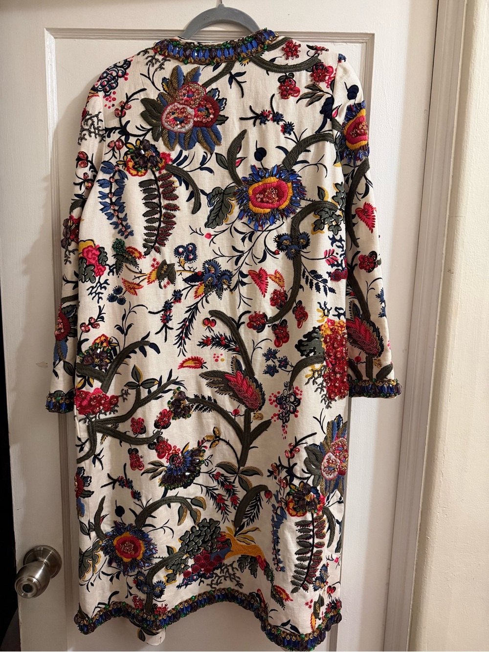 Tory Burch Ivory Jacket with Multicolor Gem Embellishment